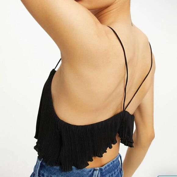 Good American NWT Plissé Crop Top in Black Size XXL - Picture 4 of 11